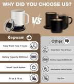Heated Coffee Mug T1-14oz Fast Heating & Longer Battery Life Self Heating Coffee Mug Hot to 149℉ - Touch & App Controlled Mug Coffee and Hot Beverage Warmer, Gifts for Women and Men