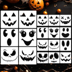 Halloween Stencils Pumpkin Face Stencils Reusable Ghost Face Stencil for Painting on Wood Fabrics DIY Crafts Decor