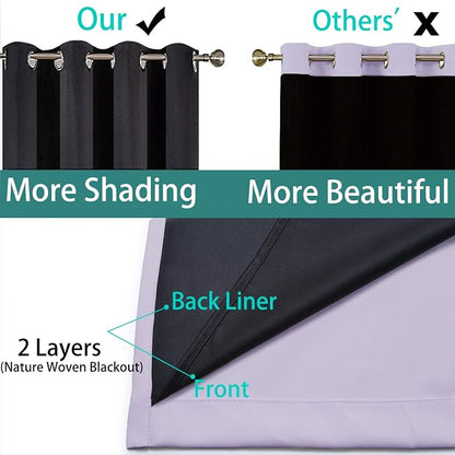 Yakamok Lilac 100% Blackout Patio Door Curtain Panels W100 x L96, 1 Panel | - Image 5
