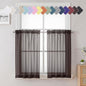 Chocolate Sheer Curtains 36 Inch Length 2 Panels, Solid Voile Small Window by Lecloud