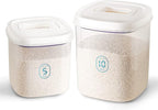 Rice Container 25 lbs,10.5 Qt/10 L/25 lbs Rice Dispenser Food Storage Bin with Measuring Cup & Brush Food Cereal Container Bins Household for Kitchen Pantry Organization(LG-10KG)