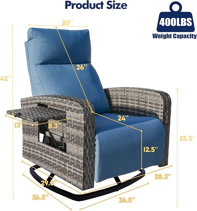 ZZW Outdoor Recliner Chair Set of 2, Wicker Patio Recliners - Image 2