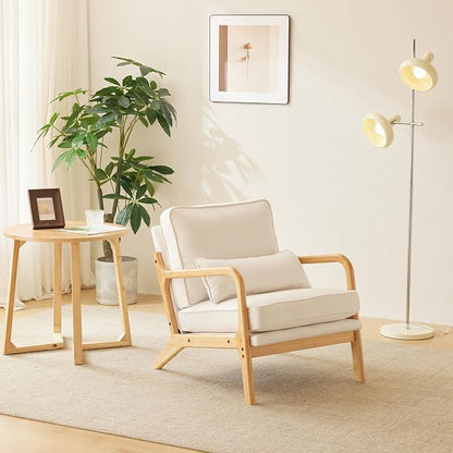VINGLI Cozy Living Room Chairs, Coarse Linen Beige Accent Chairs Set of 2 - Image 8