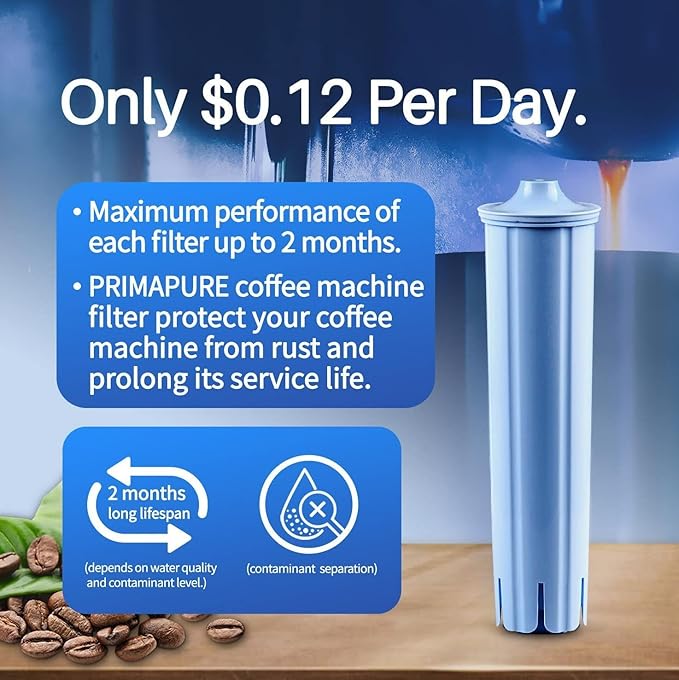 2-Pack PrimaPure Coffee Machine Water Filter Replacement for Jura Clearyl Blue 71445, 67879, ENA3, ENA5, J6, J9, J95 Certified To NSF/ANSI 42 by IAPMO R&T