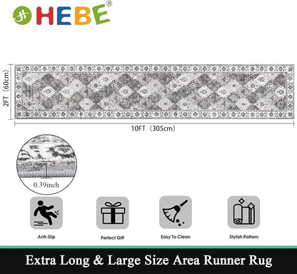 HEBE Hallway Runner Rug 2'x10', Washable Non Slip Kitchen Rug Runner | Soft - Image 2