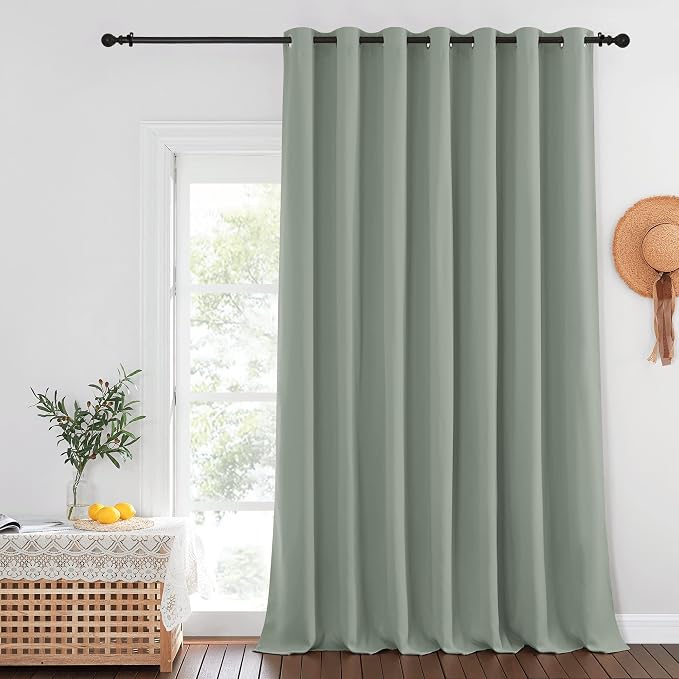 NICETOWN Sage Green Sliding Door Curtains 95 inches Long - Image 2