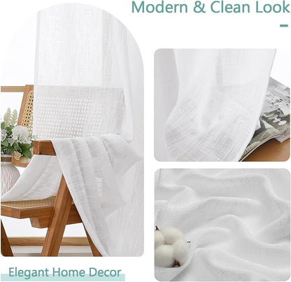 Chyhomenyc White Semi Sheer Curtains 96 Inches Long 2 Panels - Image 8