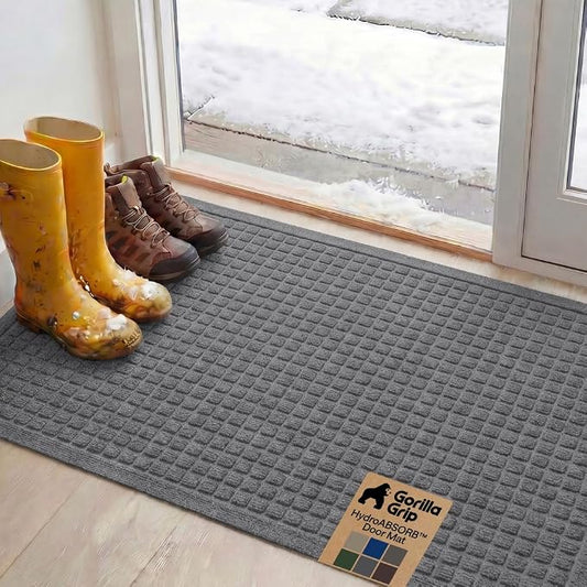 GORILLA GRIP® Ultra Absorbent Front Door Mat Outside Entrance, Traps Dirt and by Unknown