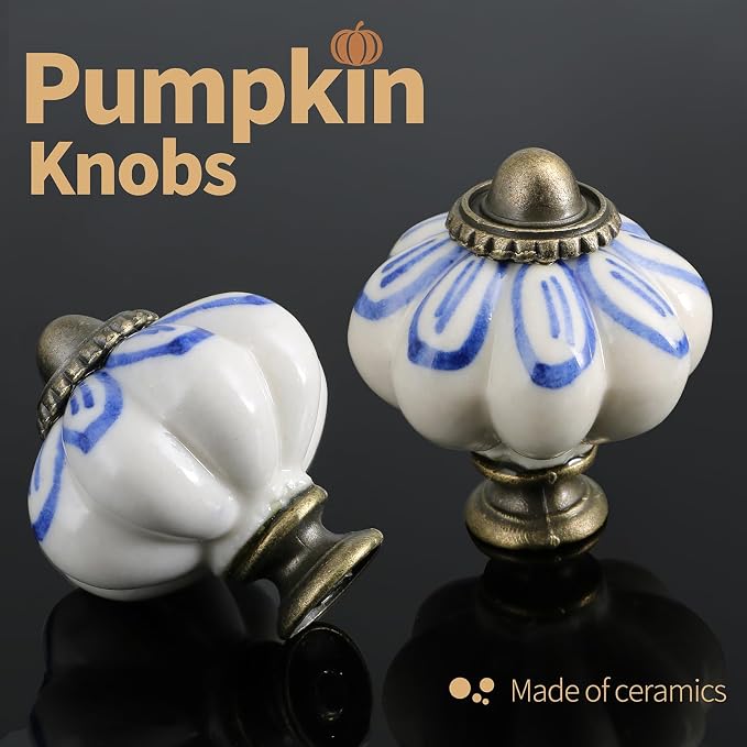 Ivory Pumpkin Knobs 12 Pack Ceramic Cabinet Knobs Vintage Drawer Pulls - Image 5