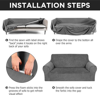 Peryiter 3 Pcs Couch and Loveseat Covers Set Sofa Cover - Image 5