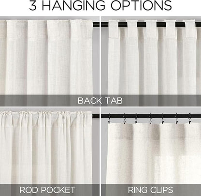 Extra Wide Linen Curtains for Living Room Bedroom 84 Inches Long Light - Image 2