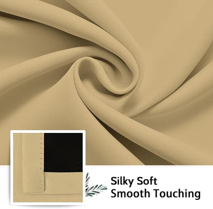 SimpleHome Biscotti Beige 100% Blackout Curtains Room Darken Living Room 63 | - Image 7