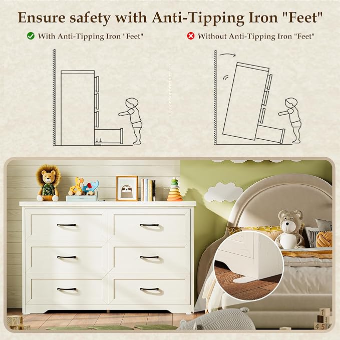 AODK Farmhouse 6 Drawer Dresser - Image 7