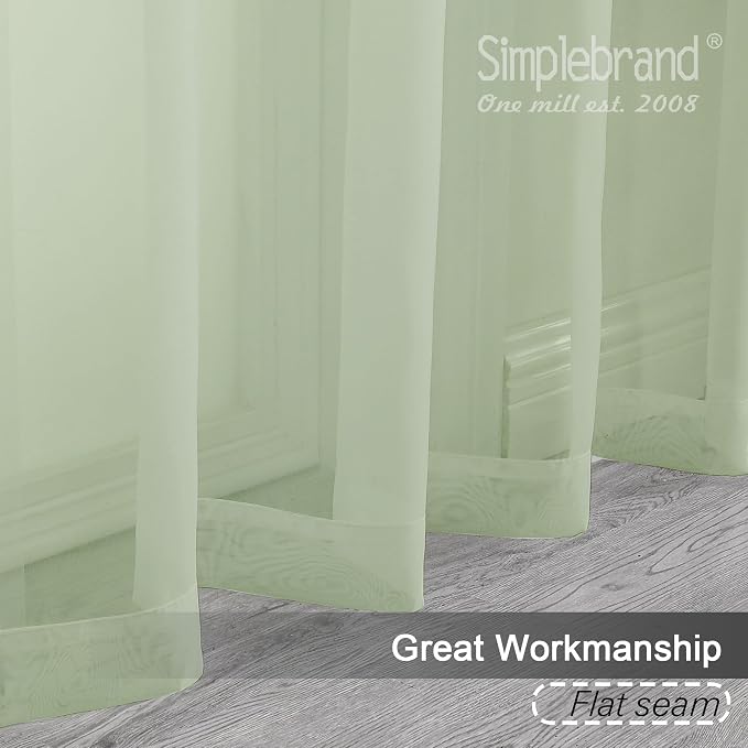 Simplebrand Rod Pocket Top Solid Voile Sheer Curtains - Image 3