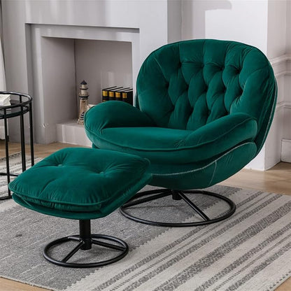 TRIPLE TREE Modern Accent Chair, Mid-Century Lounge Chair and Ottoman Set by TRIPLETREE