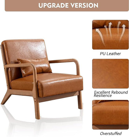 ANJ Mid Century Modern Accent Chair, PU Leather Reading Chair - Image 6