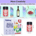 Edible Glitter - 8 Colors Luster Dust Edible Set for Drinks, Food Grade Edible Glitter Dust for Cake Decorating, Cocktail, Fondant, Strawberries, Candy, Cookie, Chocolate. Vegan and Gluten Free - 5g/bottle