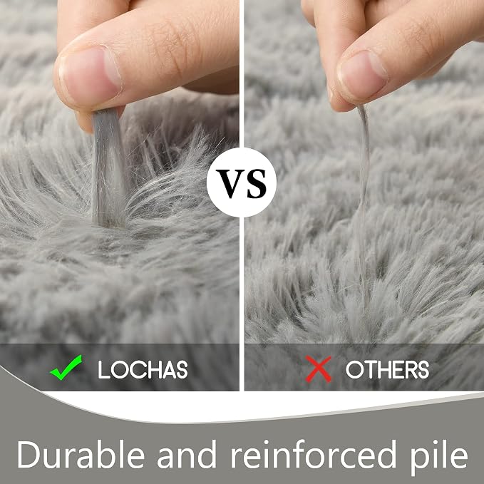 LOCHAS 2x3 Area Rugs Grey Fluffy Living Room Carpets - Image 6