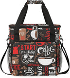 coffee beans cup red Coffee Maker Carring Bag Travel Carrying Storage Tote Bag Compatible with Keurig K-Mini or K-Mini Plus Portable Single Serve Coffee Brewer Case with Pockets for K-cup Pods