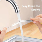 Reusable Stainless Steel Straws with Silicone Tip for Stanley 30oz, Metal Drinking Straws for 30oz Tumbler,3 Bent Tubes & 6 Tips& 1 Cleanr Brush (Chambray)