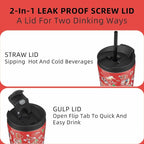 BJPKPK 34oz Skinny Tumbler With lid And Straw Stainless Steel Travel Coffee Mug Insulated Tumblers Cups,Passionate Red