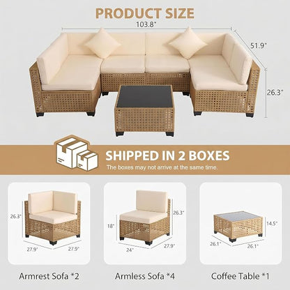 KIGOTY 7-Piece Patio Furniture Set, All-Weather PE Rattan Outdoor Sectional Sofa - Image 2