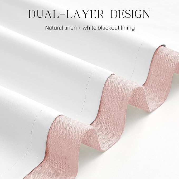 Pinch Pleated Linen Curtains 100% Blackout 108 Inches Long - Image 5