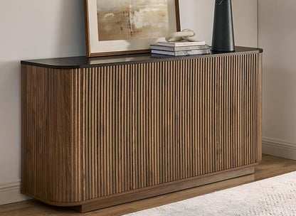 LKTART 64" Buffet Cabinet with Storage, Modern Fluted Accent Sideboard with by LKTART