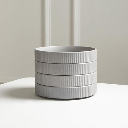 Stone Lain Haven Modern Stoneware 4 Piece Pasta Bowls Sets, Dish Set for 4, Reactive Glaze Grey