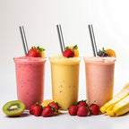 6 Pack Metal Smoothie Straw, 0.47''Extra Wide Stainless Steel Reusable Straws with 2 Straw Brush for Milkshake, Bubble tea