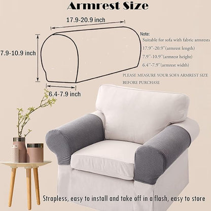 Sofa Arm Chair Covers, Couch Armrest Armchair Covers, Stretch Anti-Slip - Image 2