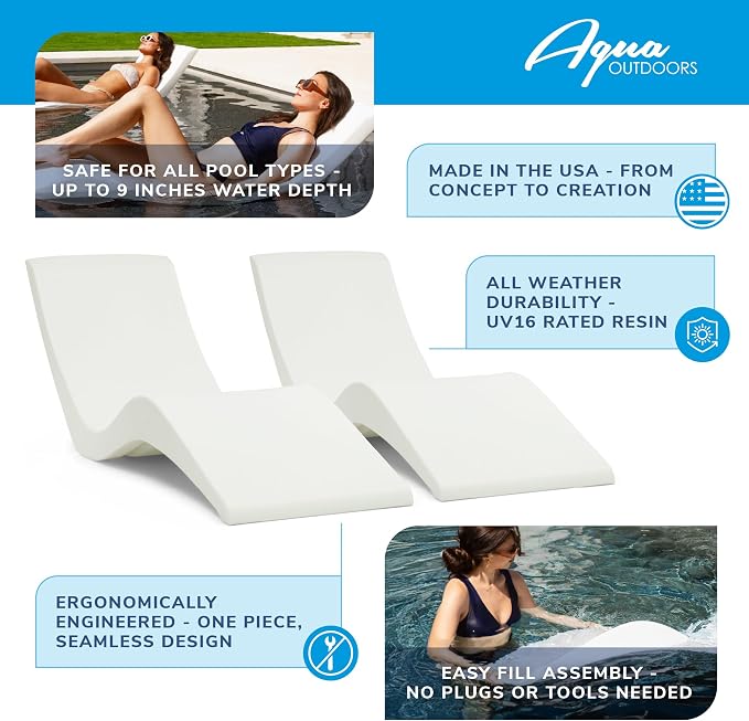 Aqua Outdoors - in-Pool Chaise Lounger - Pool & Sun Shelf Lounge Chair - - Image 4