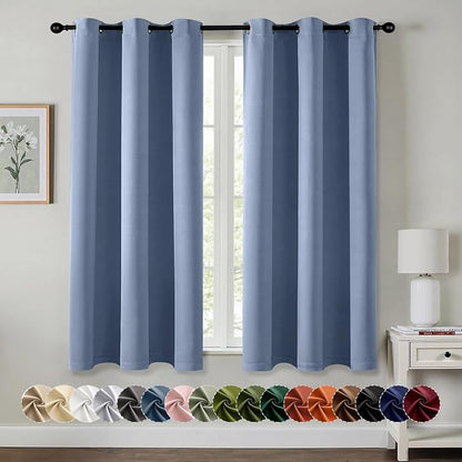 MIULEE Blackout Curtains for Bedroom 2 Panels 40 x 63 Inch Long Denim Blue | by MIULEE