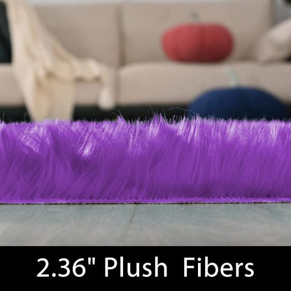 Latepis Small Furry 2x3 Purple Faux Fur Rug Fluffy Rugs Washable Shag - Image 2