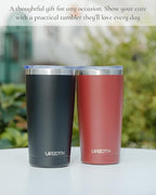 Travel Coffee Tumbler 20oz, Leakproof Travel Coffee Mug with Lid and Straw, Stainless Steel Double Wall Vacuum Insulated Tumbler for Hot/Iced Drinks (Textured Matte, Black)