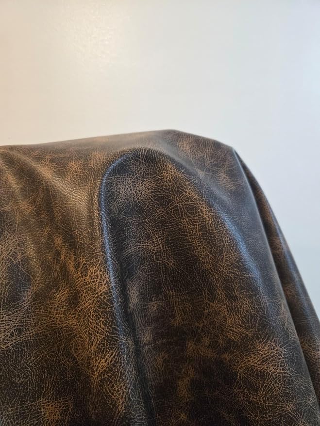 Brown Vintage Distressed Soft Faux Leather Fabric PU Peta Approved Vegan - Image 6