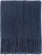 BOURINA Navy Throw Blanket 50x60 Inches Throw Textured Solid Soft Sofa Throw by BOURINA