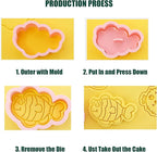 16Pcs Ocean Animal Cookie Cutters with Plunger Stamps Set, Fish, Dolphin, Starfish Plastic Biscuit Cutters, Sea Themed DIY Embossing Cutter for Biscuit Cookie Fondant Cheese Baking (F16)