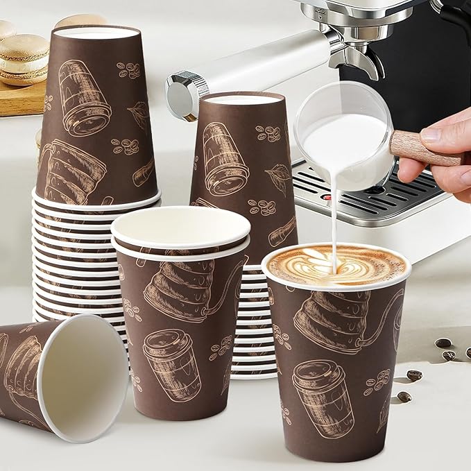 500 Pack 12 oz Coffee Cups, Paper Cups 12 oz Disposable Coffee Cups Thickened Paper Cups Bulk Hot/Cold Cup for Office, Home, Event