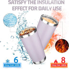 20oz Tumbler with Lid Double Wall Vacuum Insulated Travel Coffee Mug Stainless Steel Thermal Cup Powder Coated Sturdy Coffee Tumbler Bulk for Hot and Cold Beverage (Purple,6)