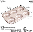 Donut Pan Cake Mold, 6-Cavity Non-Stick Ring Doughnut Bakeware for Oven Baking (Champagne Gold)
