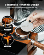 51mm Bottomless Portafilter 3 Ears Compatible with Delonghi Dedica EC680/EC685/EC885 and SMEG, EUPA Espresso Machines, Espresso Naked Bottomless Portafilter with Puck Screen and 18g Filter Basket-Wood