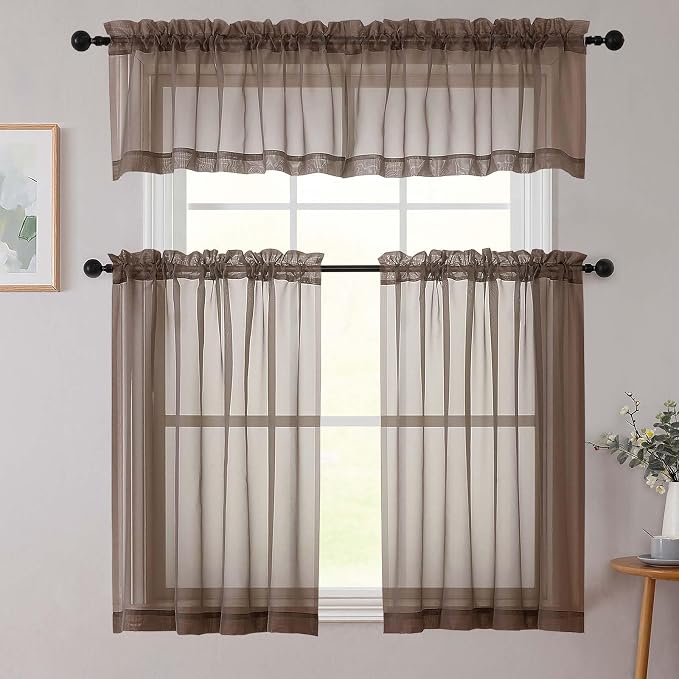 Cafe Curtains 36 Inch Length Tier 2 Pieces, Modern Soft Airy Sheer Kitchen - Image 8