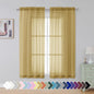 Simplebrand Gold Sheer Curtains 63 Inch Length 2 Panels, Rod Pocket Solid Color by Simplebrand