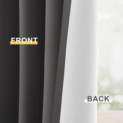 Yakamok Charcoal Grey 100% Blackout Curtains 63 Inches Long 50" Wide 2 Panel - Image 6