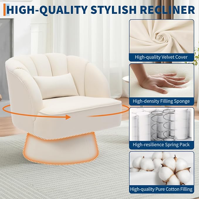 Garvee Ultra-Plush Swivel Accent Chair, 360° Barrel Lounge Chair - Image 3