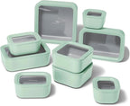 Caraway 25pc Glass Food Storage Set - Glass Storage Containers for Food - Non-Toxic Ceramic-Coated Glass - Air Release Technology - Compact & Stackable Design - Mist