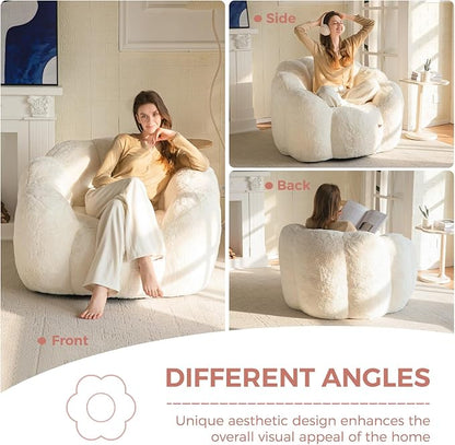 MAXYOYO Bean Bag Chair for Adults, Floral Shaped Bean Bag Sofa, Ultra Soft Faux - Image 3