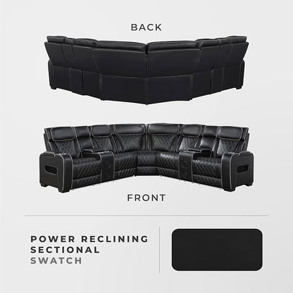 Lexicon 118" Power Reclining Sectional Sofa, Wall Hugger, 2 Recliner Seats - Image 8