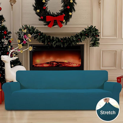 Easy-Going Stretch 4 Seater Oversized Sofa Couch Cover Peacock Blue | 1-Piece - Image 2